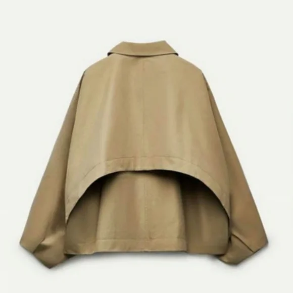 Zara Khaki Trench Cape Coat